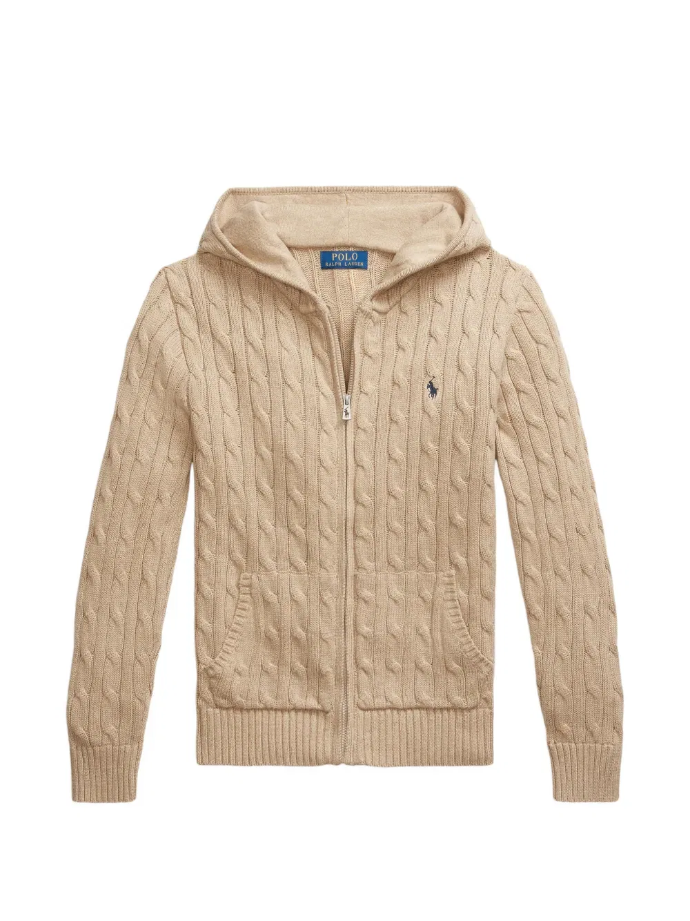 Худи на молнии, связанное косами Polo Ralph Lauren Kids, нейтральный