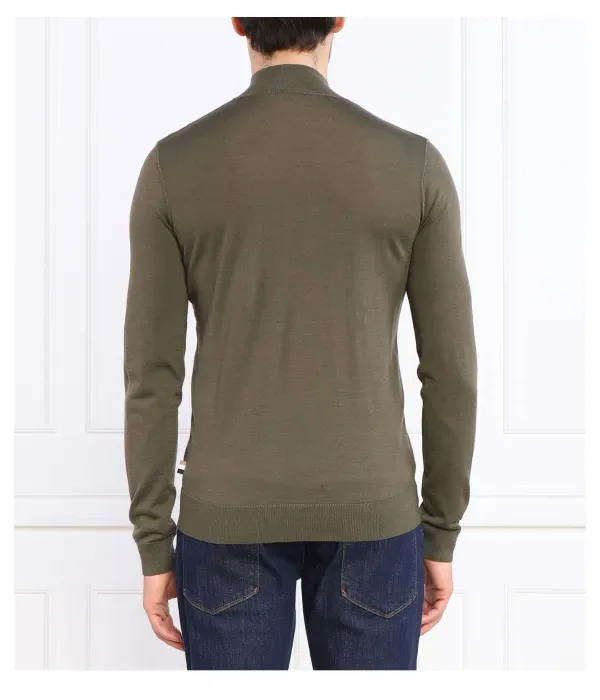 Шерстяной свитер Lodiego regular fit Boss, зеленый — фото 4