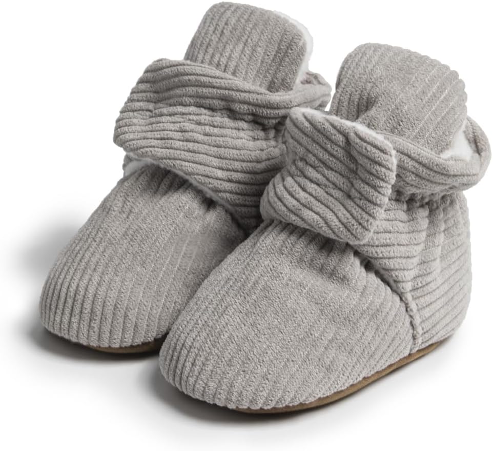 

HsdsBebe Унисекс Новорожденные Детские Хлопковые Пинетки с Нескользящей Подошвой для Малышей Мальчиков и Девочек Зимние Теплые Флисовые Носочки-Обувь, A03/Grey