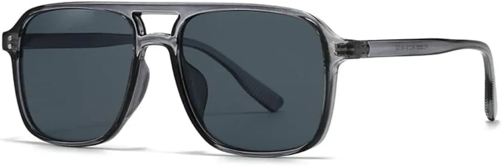 

Мужские солнцезащитные очки в стиле ретро с двойной перемычкой и квадратными линзами, заклепками, модные женские солнцезащитные очки UV400 UATXTAU, Grey Grey