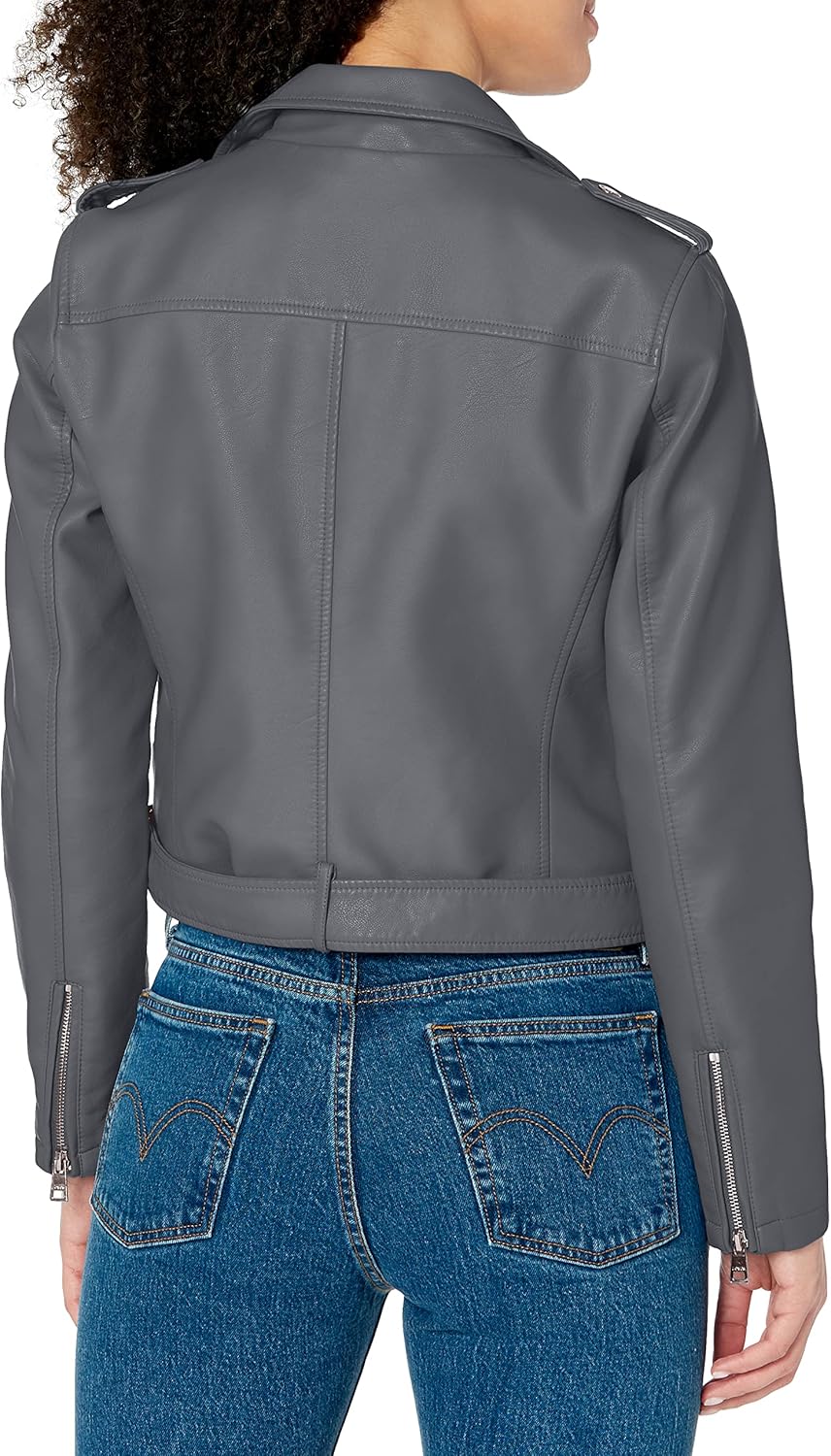 Женская байкерская куртка Levi's из искусственной кожи с поясом (стандартный и большой размер), Iron Grey — фото 3