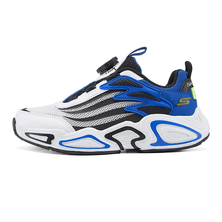 Skechers Kids Детские кроссовки для бега с противоскользящей подошвой, износостойкие, легкие, с амортизацией, низкие, бело-синие