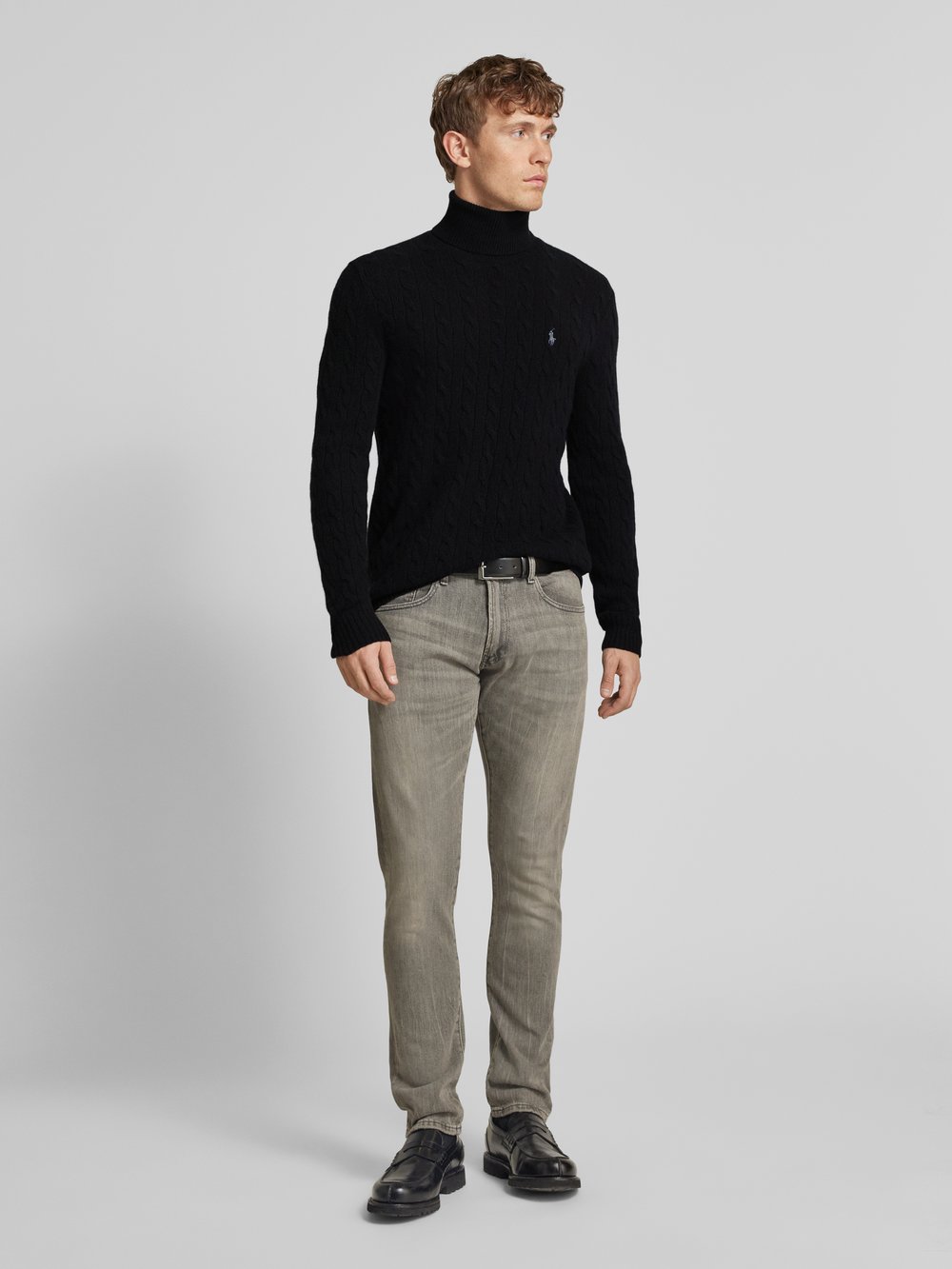 

Шерстяной свитер с вышитыми этикетками Polo Ralph Lauren, черный