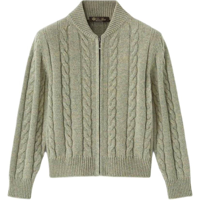 

Детский свитер с воротником-бейсболкой умеренный Loro Piana, sea foam зеленый mixed color