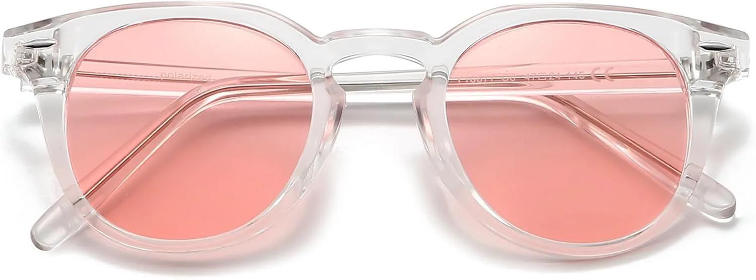 

Женские поляризованные круглые солнцезащитные очки Dollger, классический ретро-дизайн, модный стиль, защита от УФ-излучения, маленькие линзы, Round Frame Pink Lens