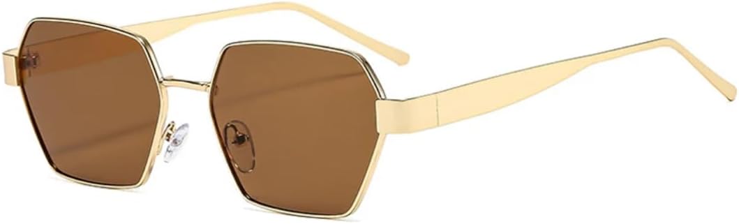

Винтажные металлические многоугольные женские солнцезащитные очки, модные, роскошные, в большой оправе, мужские солнцезащитные очки для активного отдыха, вождения, защиты от УФ-излучения UV400 TKKTLLT, Gold Brown