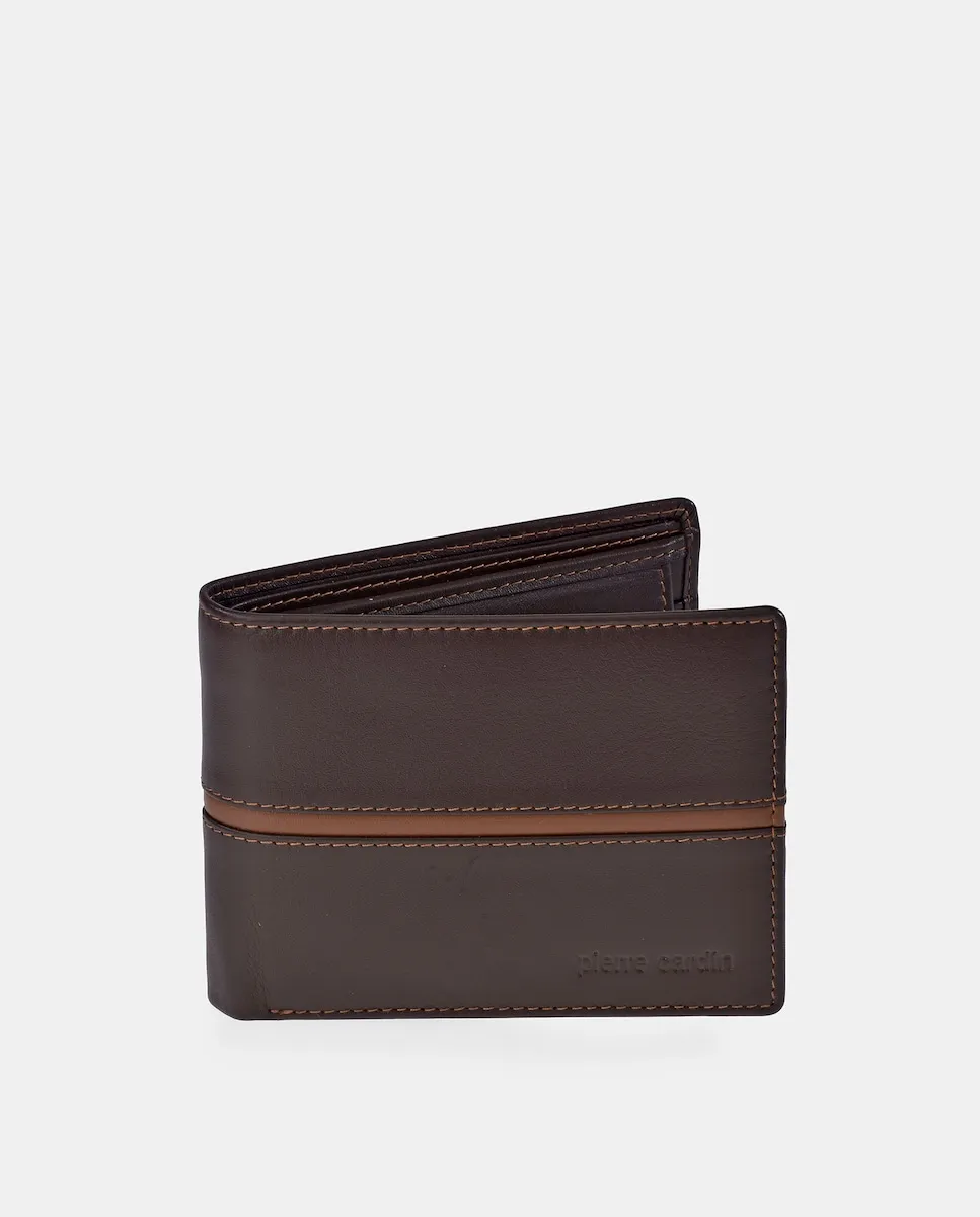 

Американский кошелек из черной/бордовой кожи с внутренним карманом для монет для мужчин Pierre Cardin