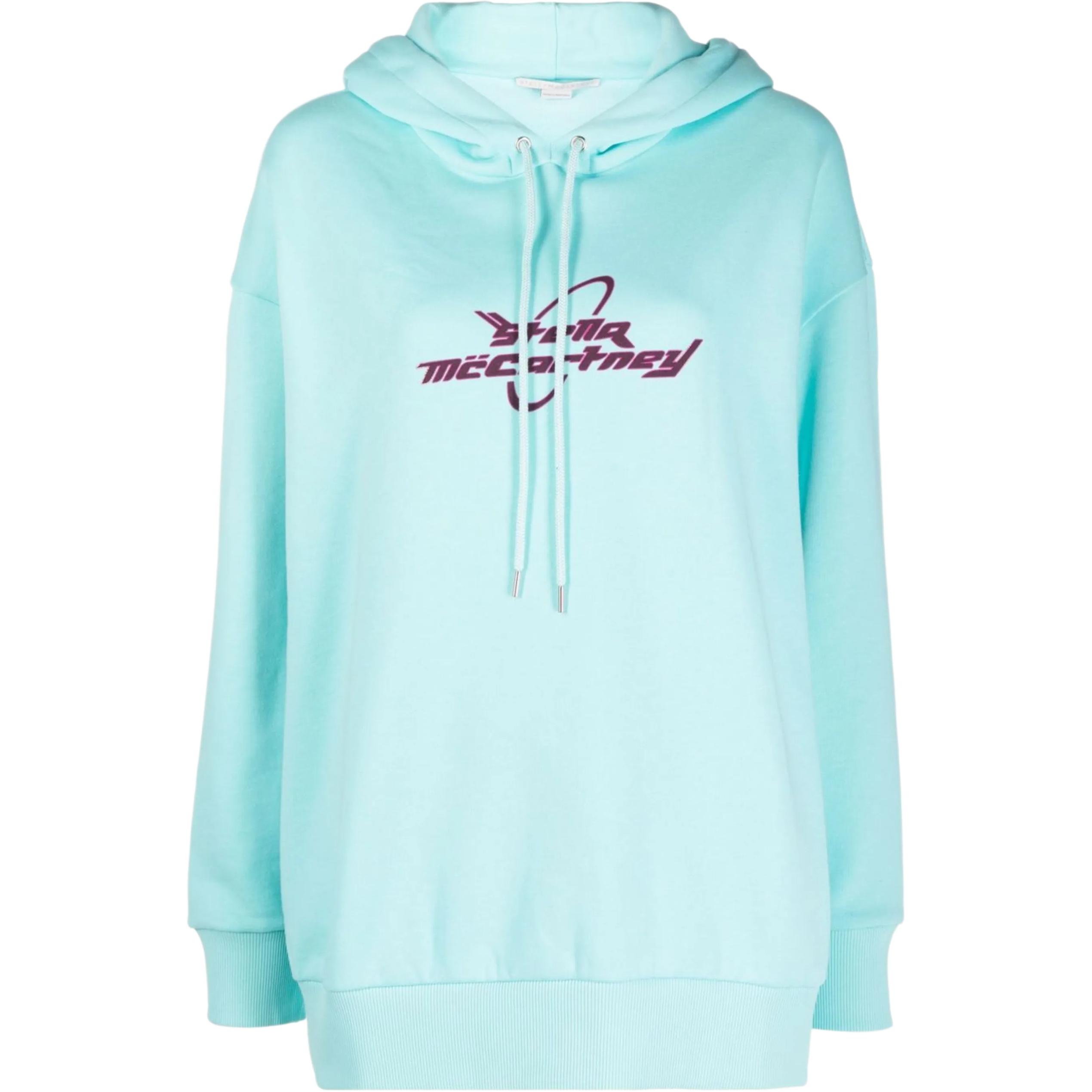 

Свитшот с капюшоном на шнурке и принтом логотипа Stella McCartney, синий