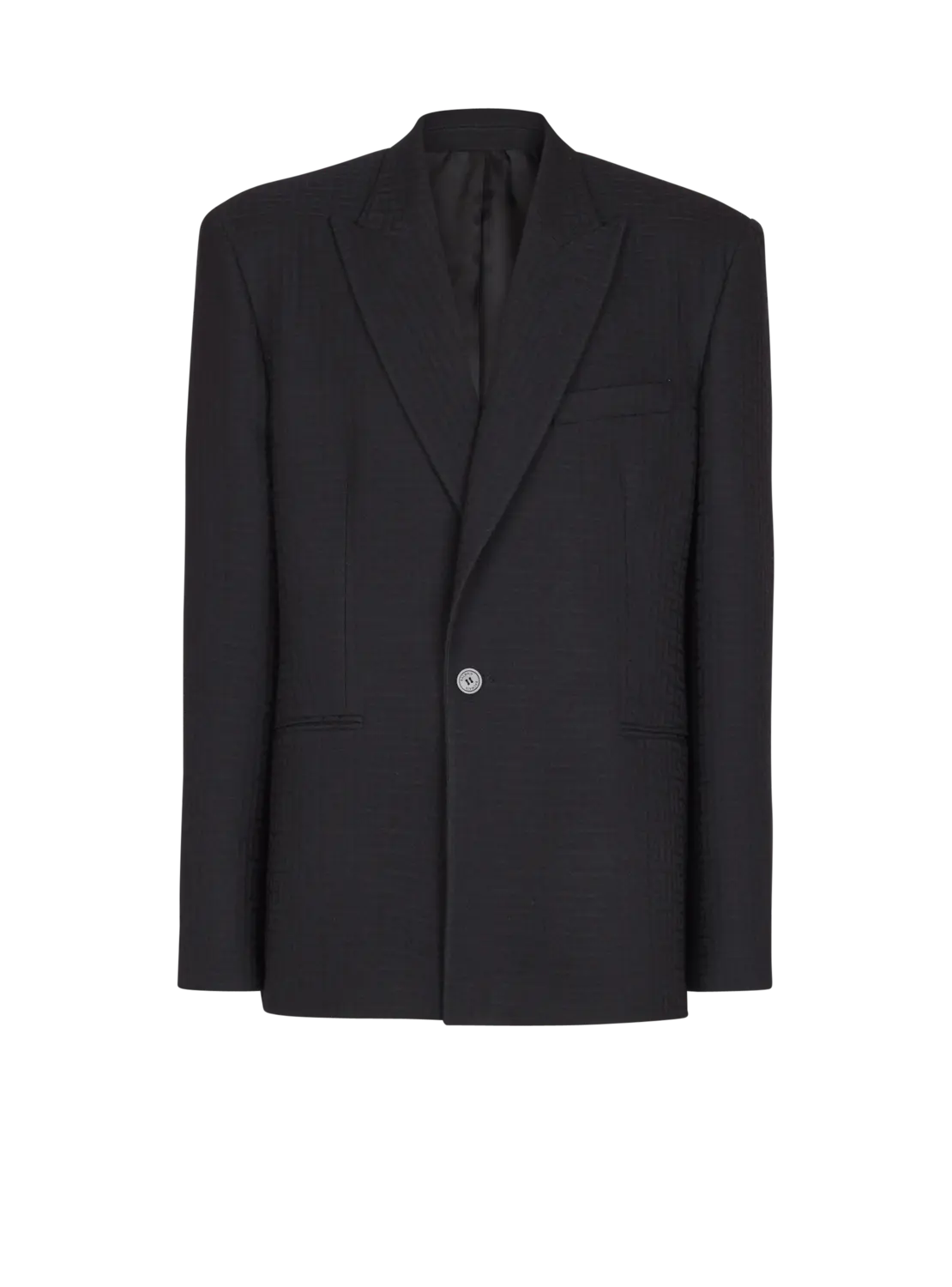 

Жакет с монограммой из ткани grain de poudre на одной пуговице Balmain, черный