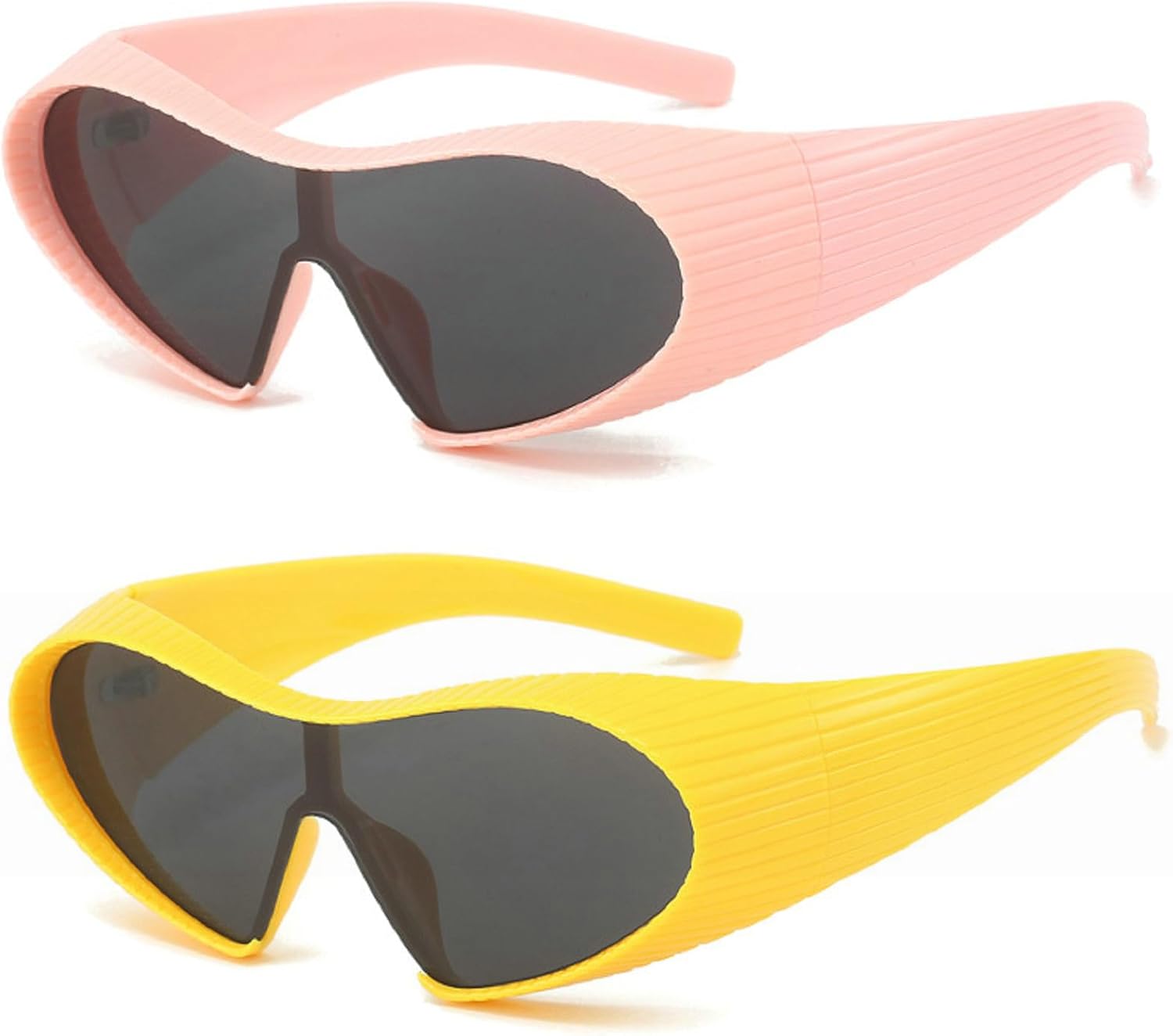 

Модные солнцезащитные очки-«кошачий глаз» большого размера для женщин и мужчин, с крупной оправой, цельные, с защитой от УФ-излучения, в стиле 2000-х mincl, 2pcs-pink&yellow