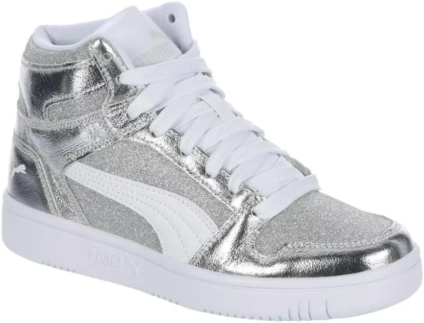 Детские кроссовки PUMA Rebound Layup Mid Shoes (унисекс), White Silver Ss25