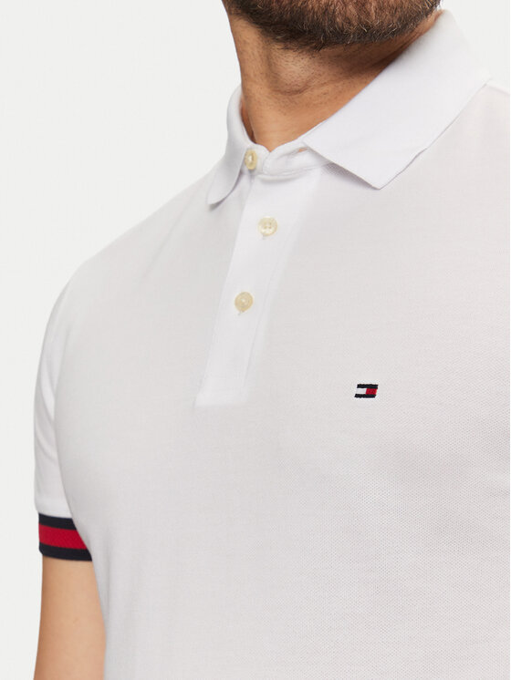 Рубашка поло облегающего кроя Flag Cuff MW0MW37518 Tommy Hilfiger, белый — фото 4