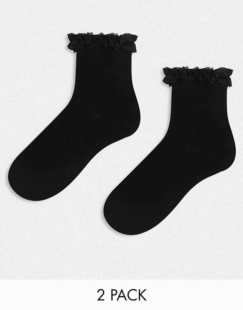 

ASOS DESIGN – комплект из 2 пар черных носков с рюшами