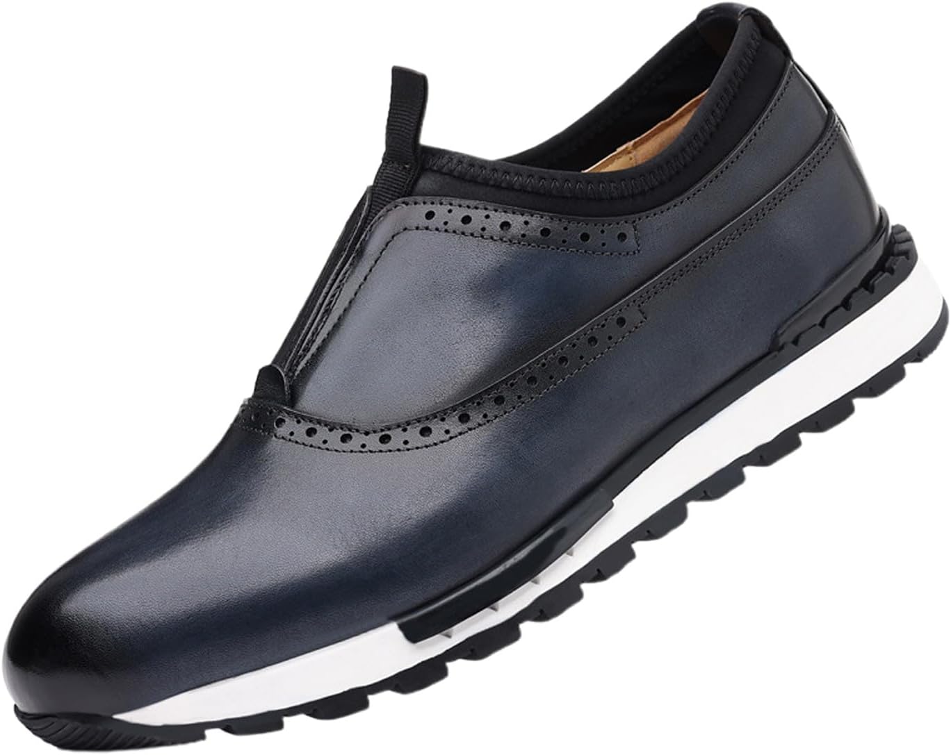 

Мужские повседневные слипоны Santimon - удобные спортивные кожаные кроссовки с стильной белой подошвой, дышащие и долговечные, идеально подходят для повседневной носки, прогулок и активного отдыха на свежем воздухе