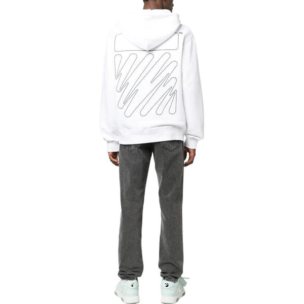 Толстовка Off-White Diag-Print Zip-Up Hoodie, белый — фото 4