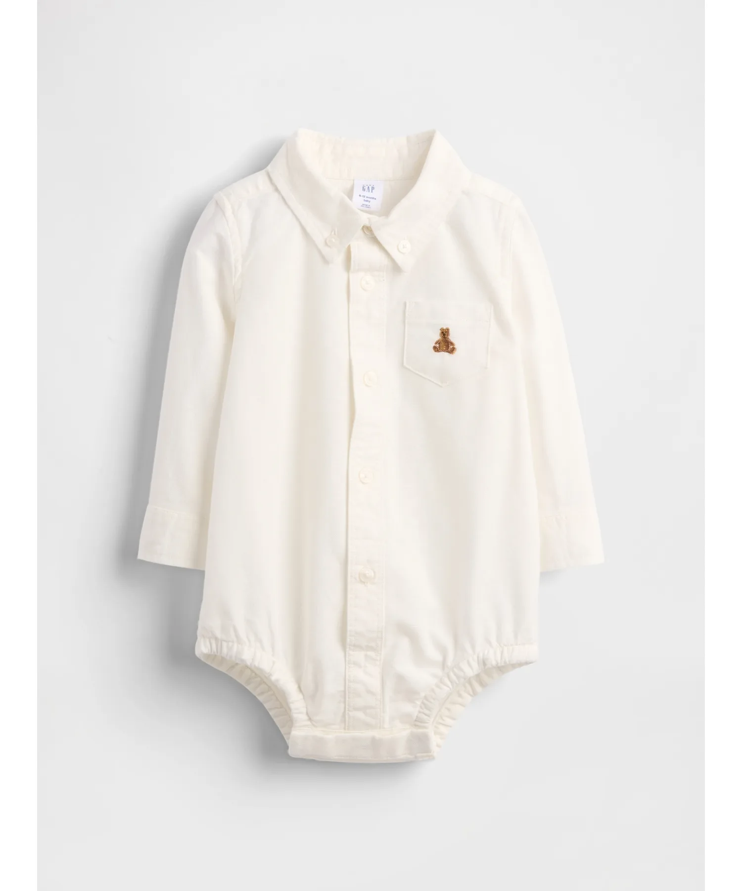 Детский боди из органического хлопка Oxford Front Button Bodysuit GAP off-white