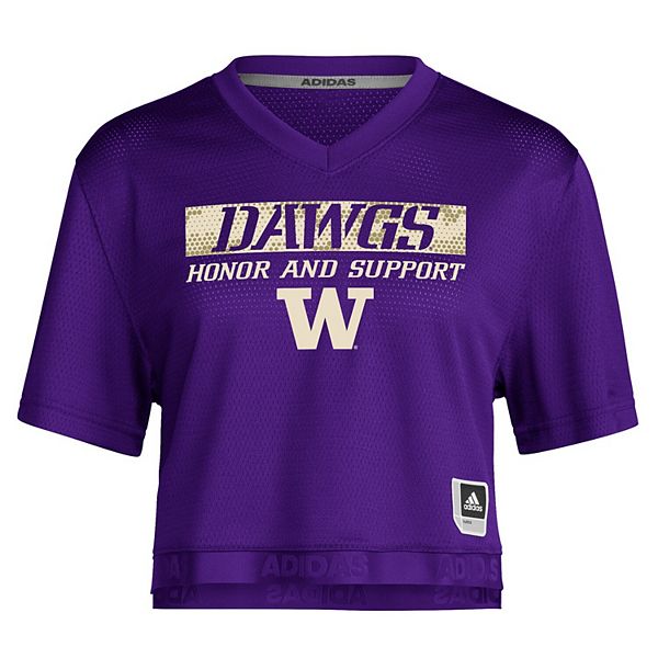 Женская фиолетовая футболка кроп washington huskies salute to service Adidas — фото 3