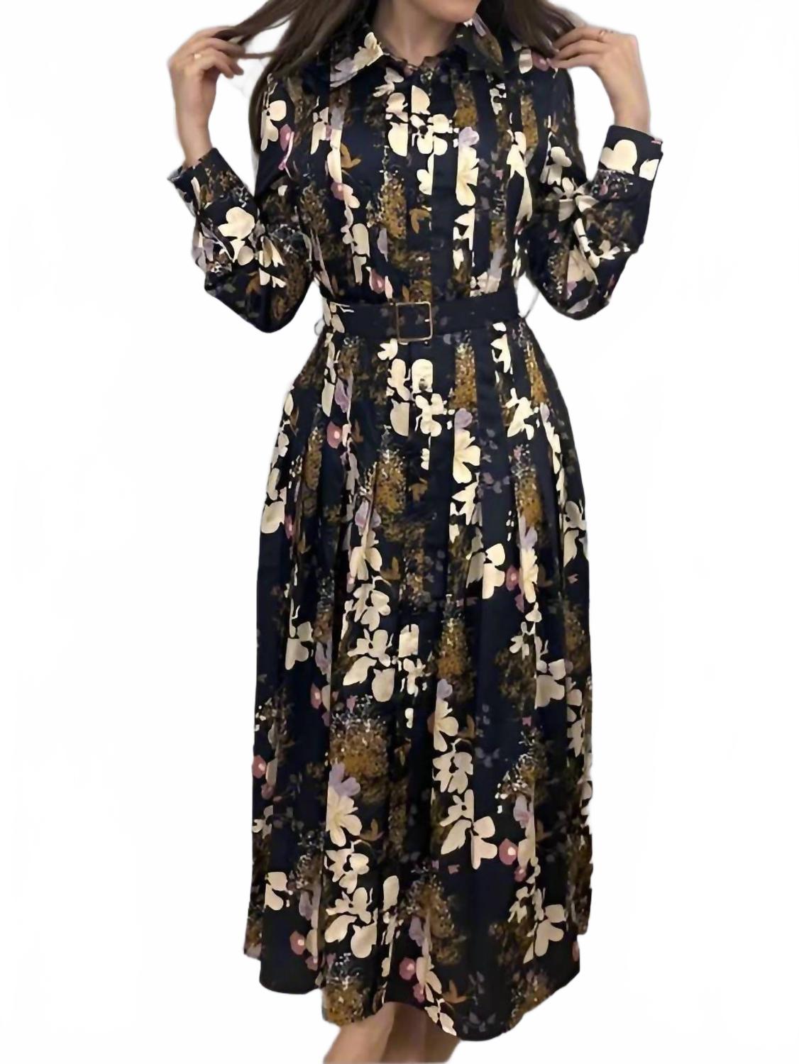 

Harriet & Mary Платье-миди с длинными рукавами и цветочным принтом, темно-синее