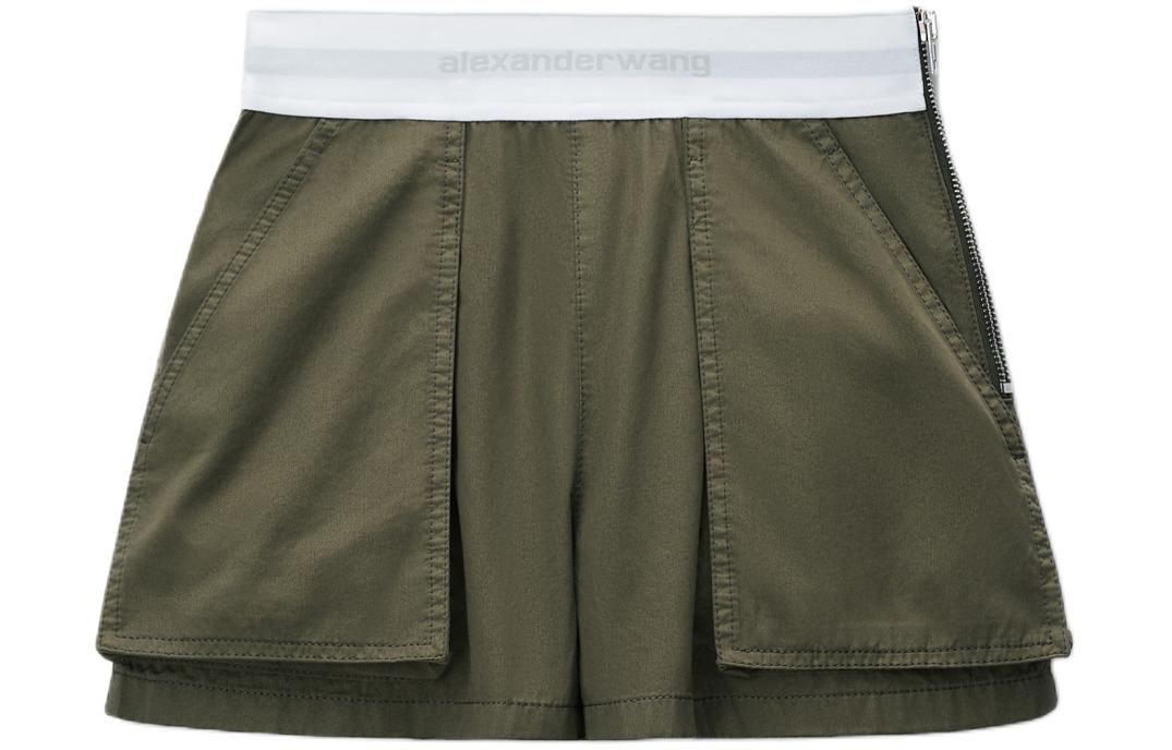 Шорты карго с хлопковым поясом с логотипом Alexander Wang, зеленый — фото 3