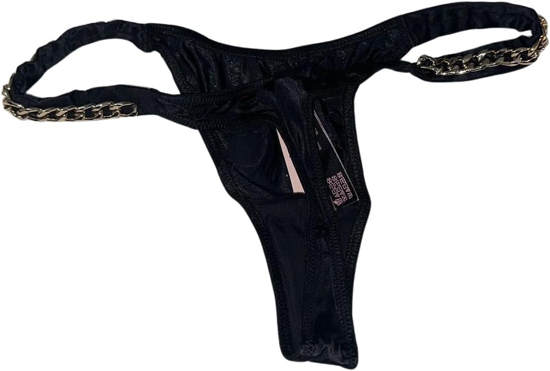 Victoria's Secret Chain Shine Strap Smooth трусики-стринги, Black/Gold — фото 2