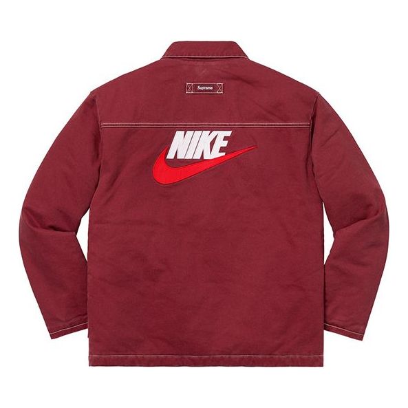 

Куртка fw18 x nike double zip quilted work jacket burgundy Supreme, красный