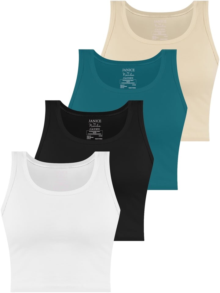 

Топ Janice 4 x Damen crop Namlea, цвет weiß/schwarz/petrol/beige
