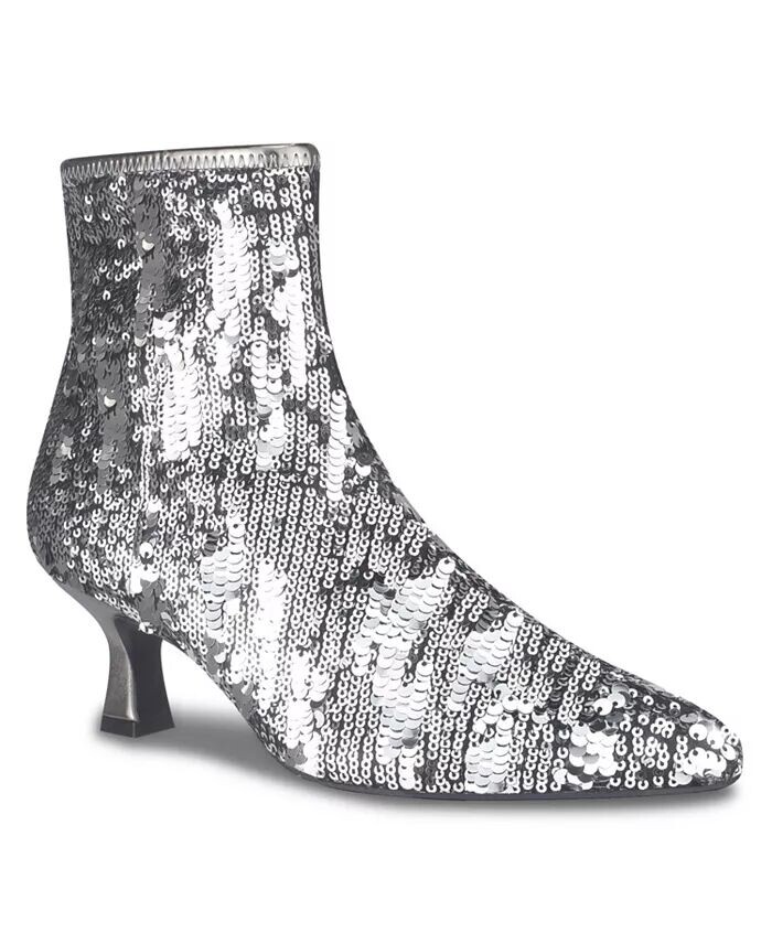 

Женские ботильоны Nidia с острым носком на каблуке-кошке с пайетками Impo, серебро