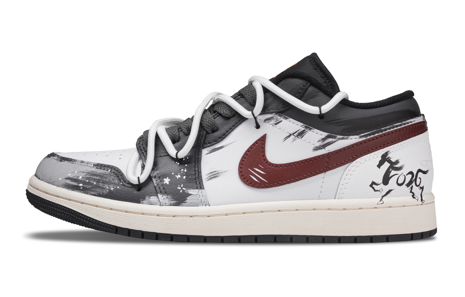 

Air 1 The Steed Welcomes Spring устойчивые к истиранию дышащие низкие винтажные баскетбольные кроссовки мужские Jordan, черный белый серый