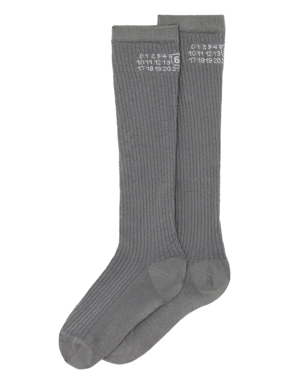 

Носки в рубчик с принтом MM6 Maison Margiela, серый
