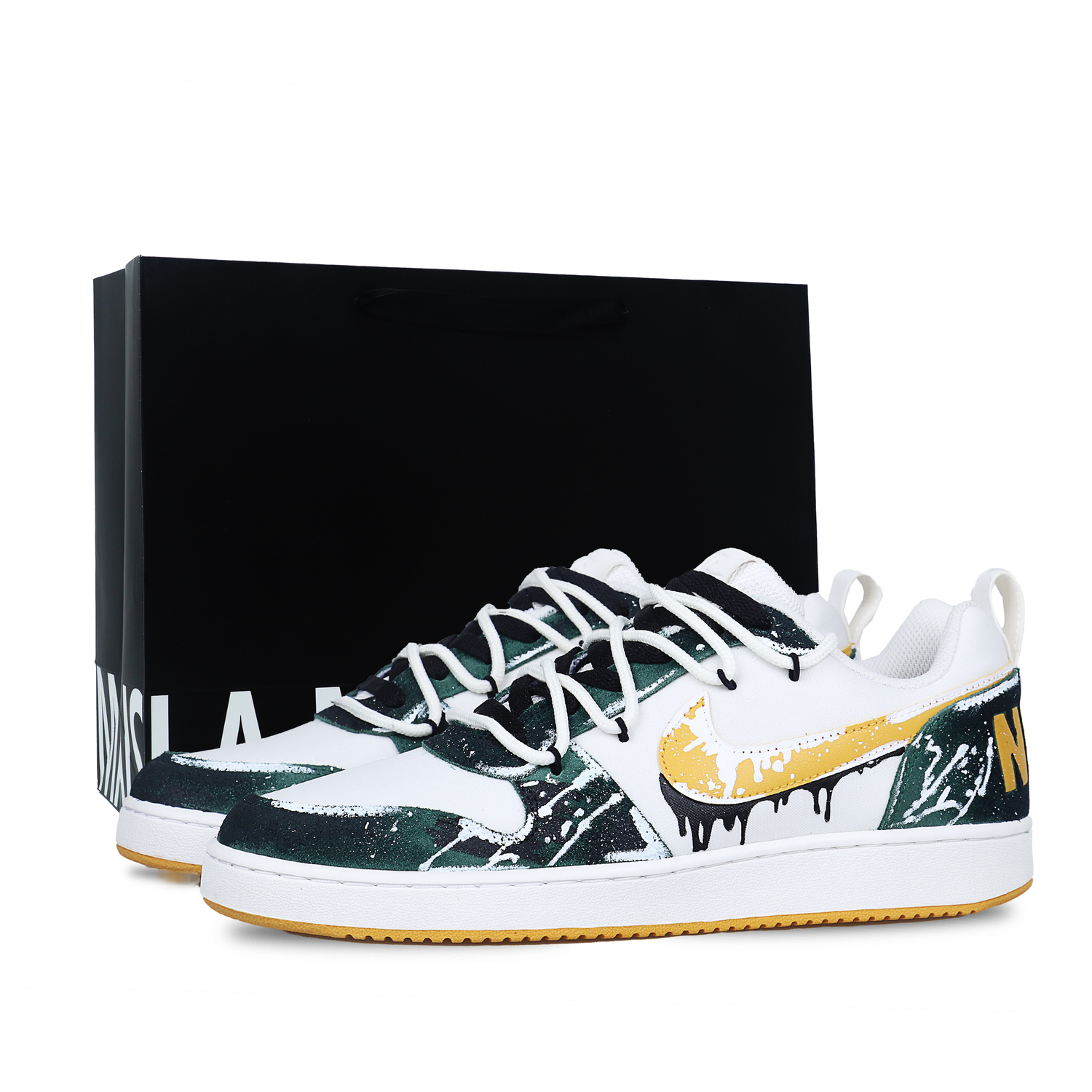 

Court Borough Coverage Support Low top мужские скейтборд кроссовки белый желтый Nike, белый зеленый желтый