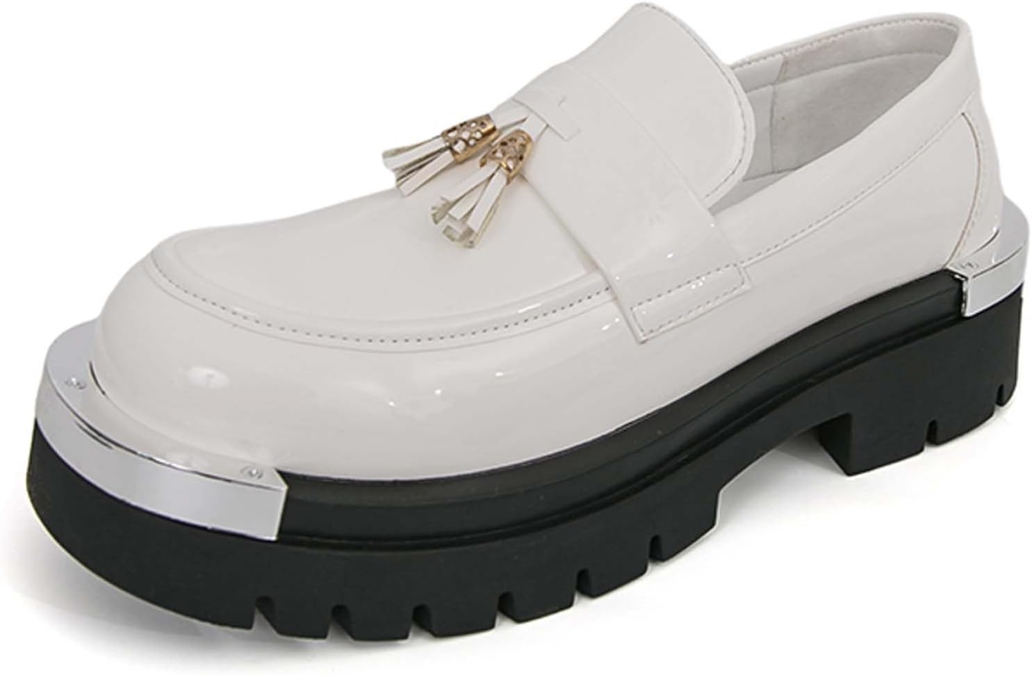 

Мужские лоферы на платформе с кисточками, модные деловые повседневные и формальные туфли с толстой подошвой, повышающие рост, униформа, туфли для одежды, массивные кроссовки Generic, белый