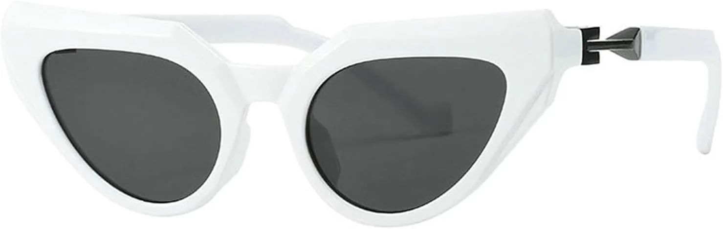 

Солнцезащитные очки Willochra Luxury Cat Eye для женщин, маленькая треугольная оправа, ретро-футуристические солнцезащитные очки в стиле хип-хоп-панк, White
