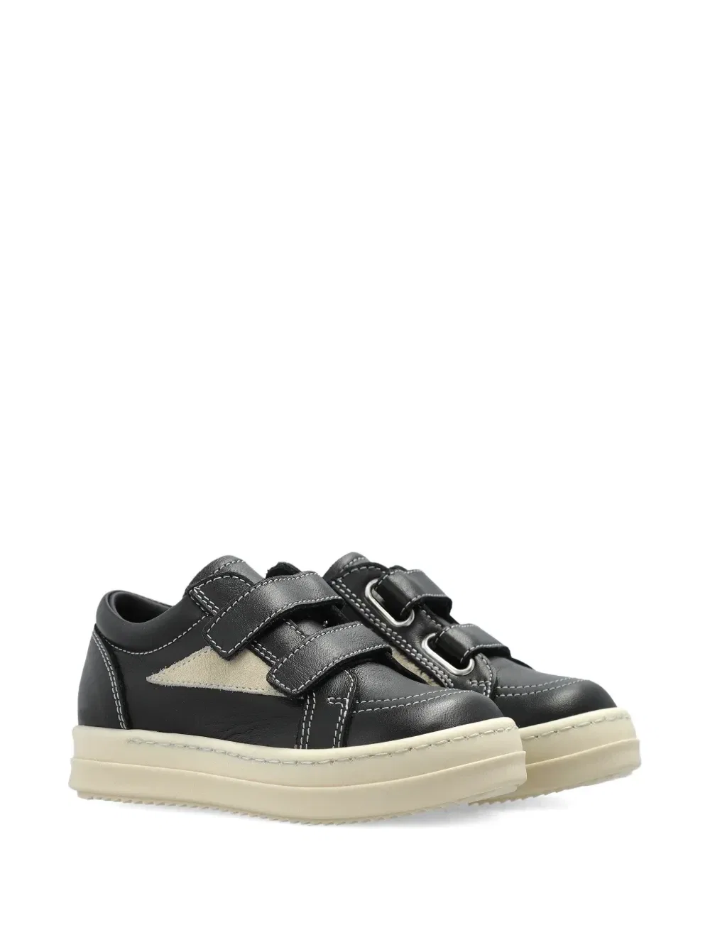 Кроссовки из кожи с ремешком на липучке Rick Owens Kids, черный