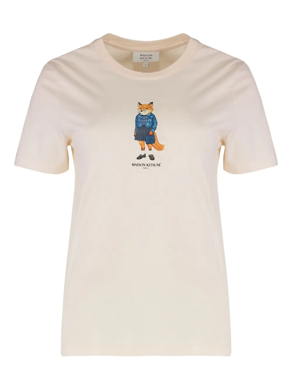 

Футболка с принтом лисы и круглым вырезом Maison Kitsuné, нейтральный