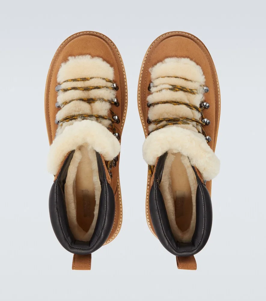 Походные ботинки UGG из замши и овчины Sacai, коричневый — фото 4