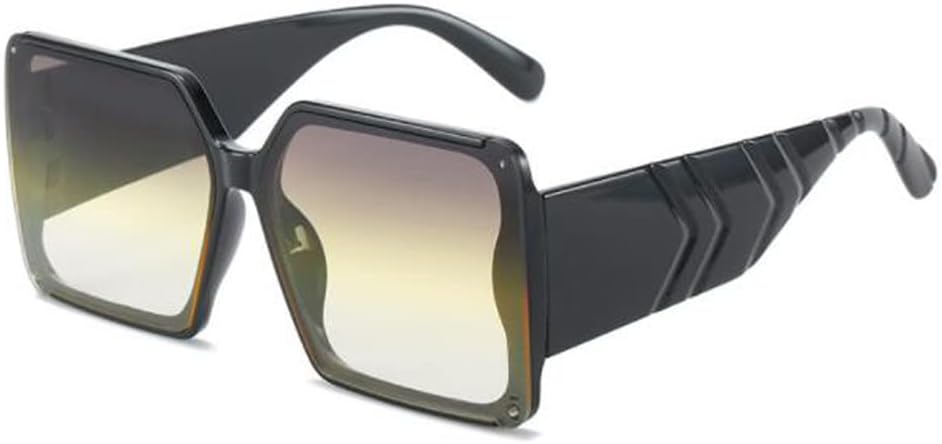 

Квадратные солнцезащитные очки в крупной оправе с защитой от УФ-излучения для мужчин и женщин, милые очки с широкими дужками (черная оправа, верхняя часть серая, нижняя часть зеленая) Weloveushop, Black Frame Gray Flakes