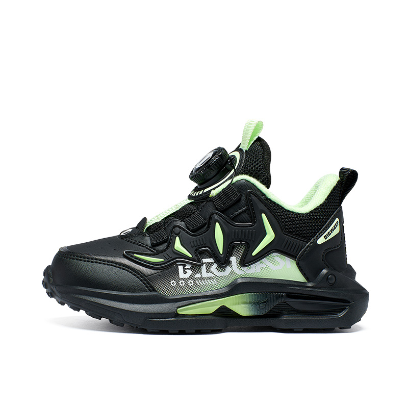 

Кроссовки для бега Windscreen Low Top для детей BIG WASP, Black Green Thick Cotton