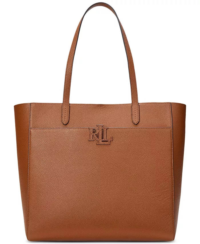 

Сумка-тоут Cameryn Extra-Large из шагренированной кожи Lauren Ralph Lauren, коричневый/бежевый