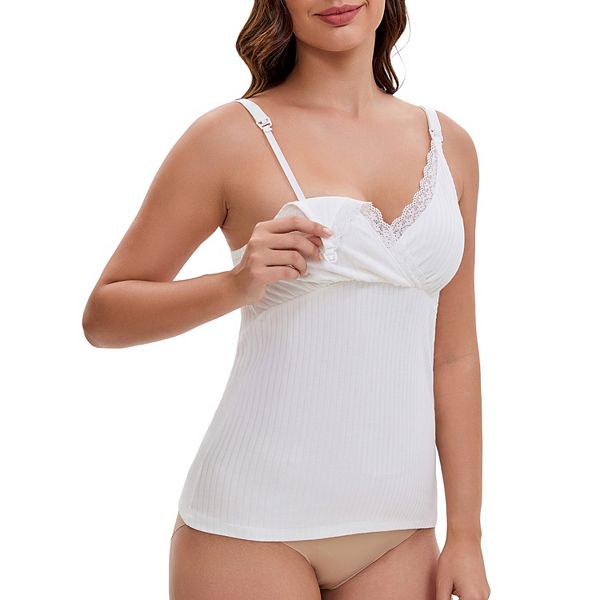 

Женский топ для кормления с перекрестными бретелями и кружевной отделкой Inspire Chic, White