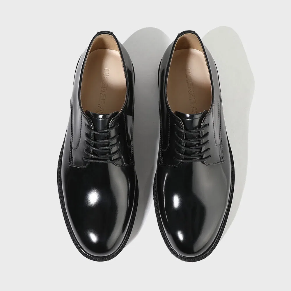 Мужские дерби Firenze.A Italian Vibram Commando Sole Glossy 8007, чёрные Box