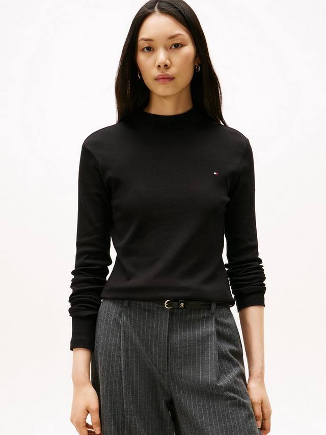 

Облегающий топ с длинными рукавами и высоким воротником Tommy Hilfiger, Black