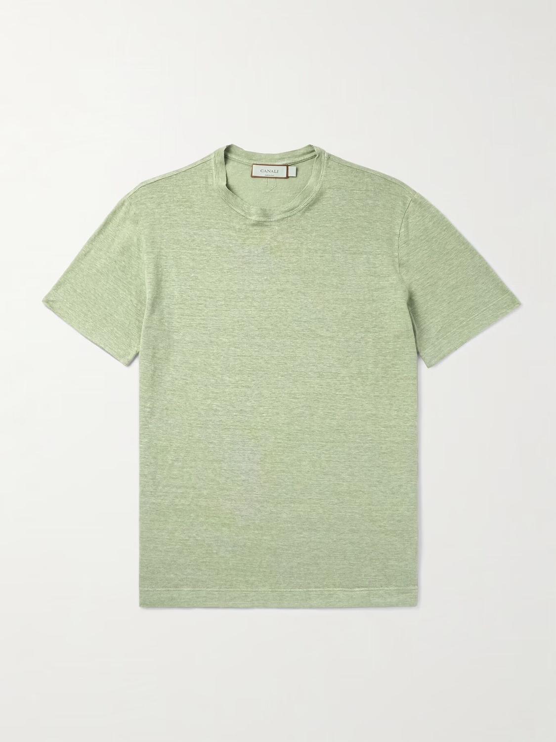 

Футболка облегающего льна CANALI, зеленый