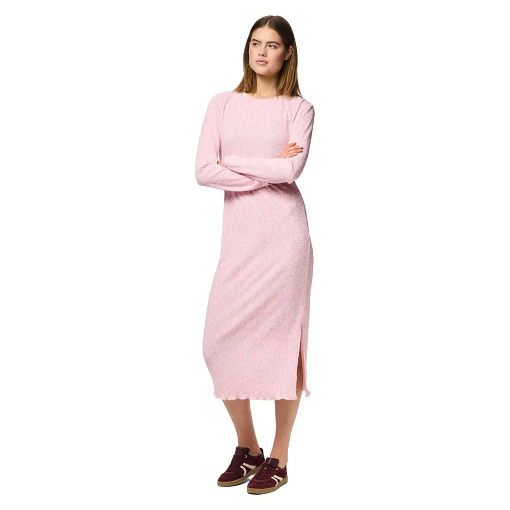 

Платье Pieces Flora long sleeve midi, розовый