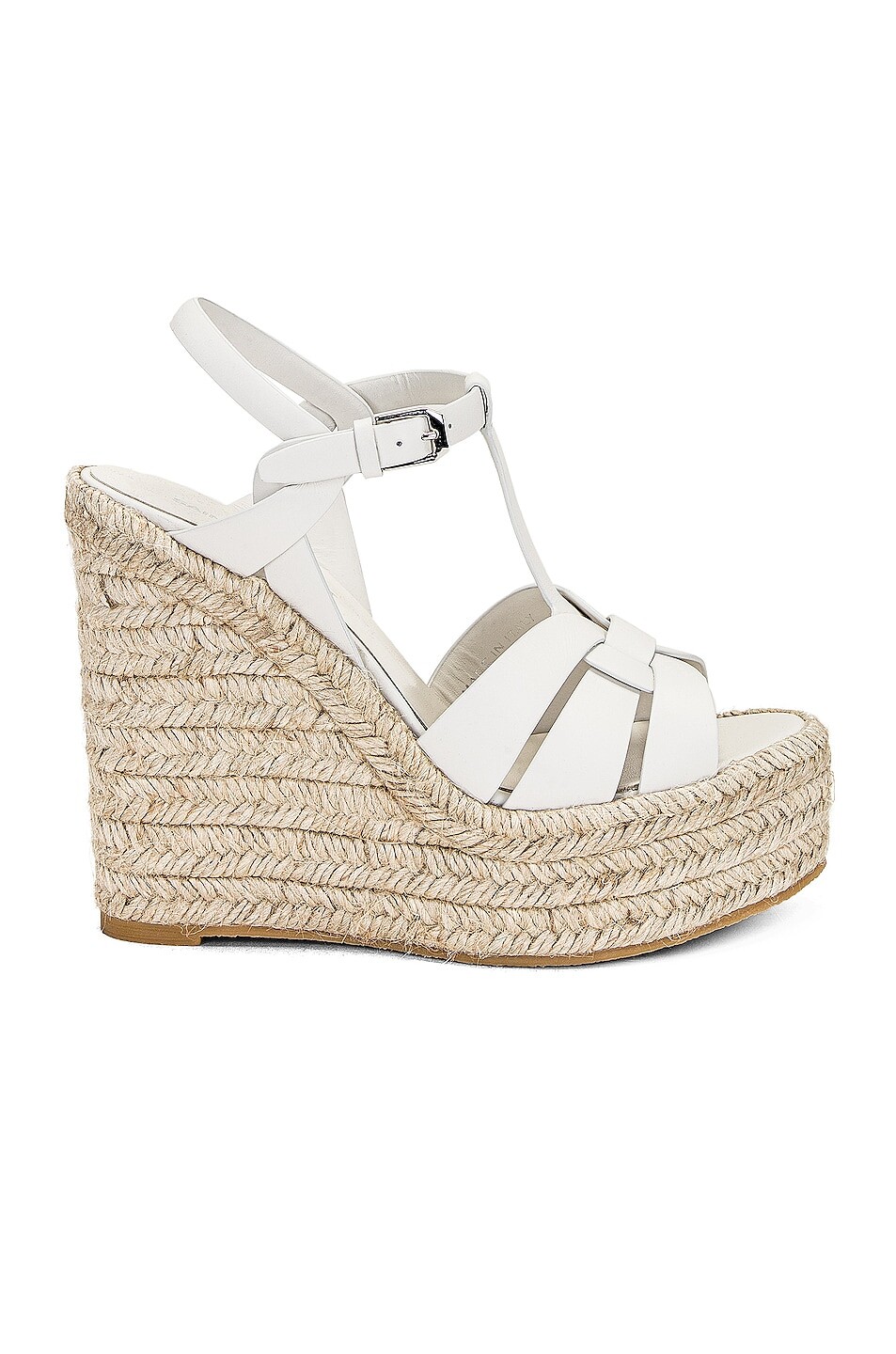 

Сандалии Saint Laurent Tribute Espadrille Wedge, цвет Porcellana