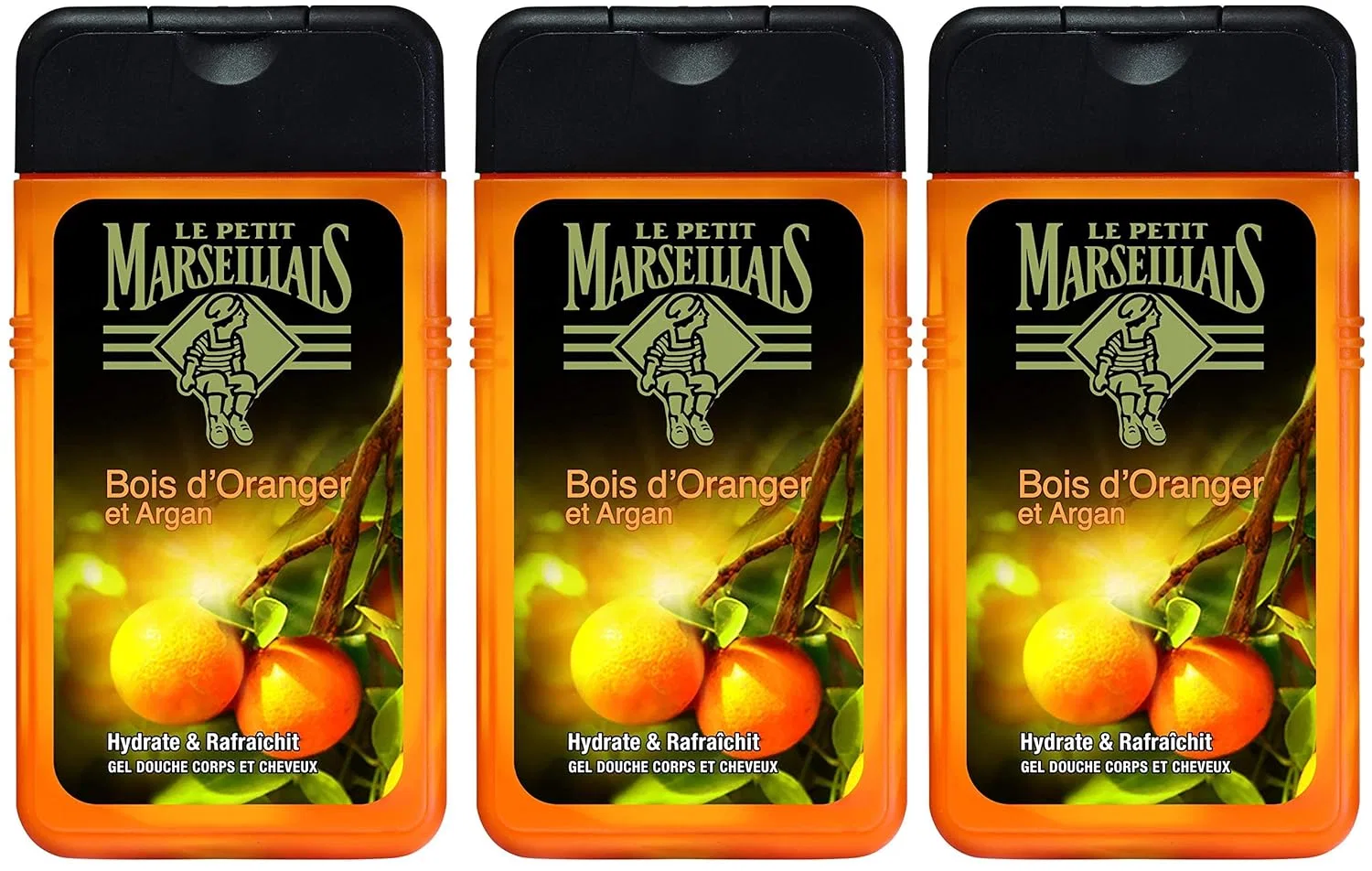 Мужской гель для душа Le Petit Marseillais 5-в-1 для тела и волос «Bois d'Orange & Argan», 3 шт. по 250 мл Le Petit Marseillais