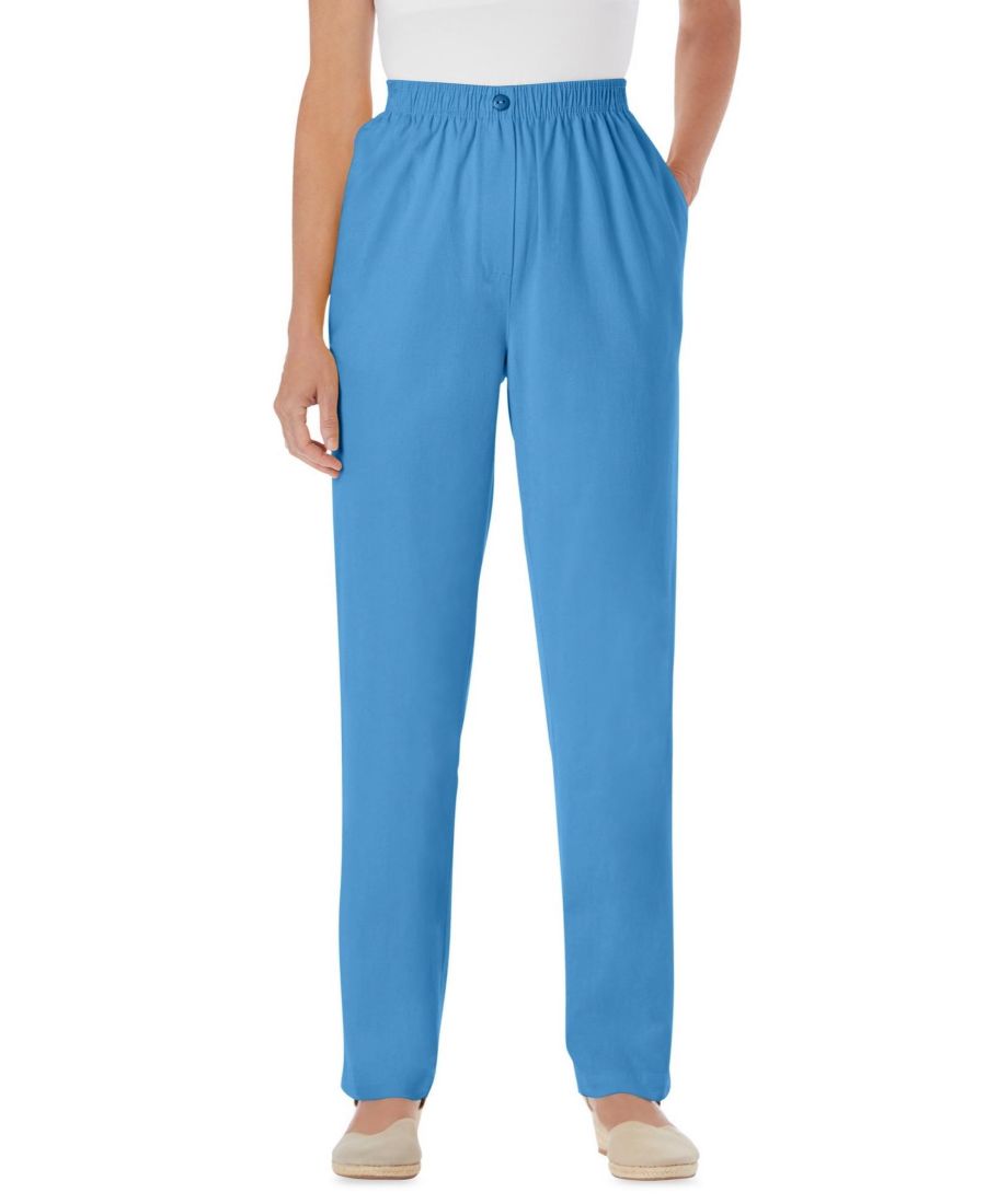

Женские джинсы Within Tall Straight-Leg из хлопка, прямого кроя, надеваются через голову, эластичный пояс, рассчитаны на 7 дней носки Woman Within, Azure blue