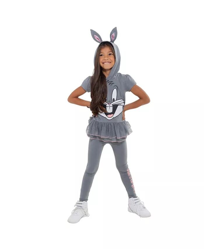 Комплект одежды из футболки и леггинсов для девочек Bugs Bunny для косплея Looney Tunes, серый — фото 2