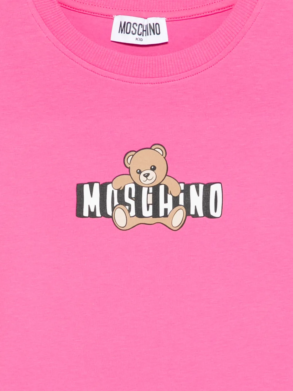 Футболка с отделкой в виде мишки Moschino Kids, розовый — фото 3