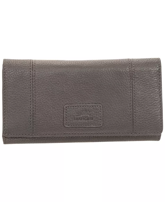 

Женский трехстворчатый кошелек с защитой RFID из коллекции Pebbled Collection Wing Wallet Mancini, серый