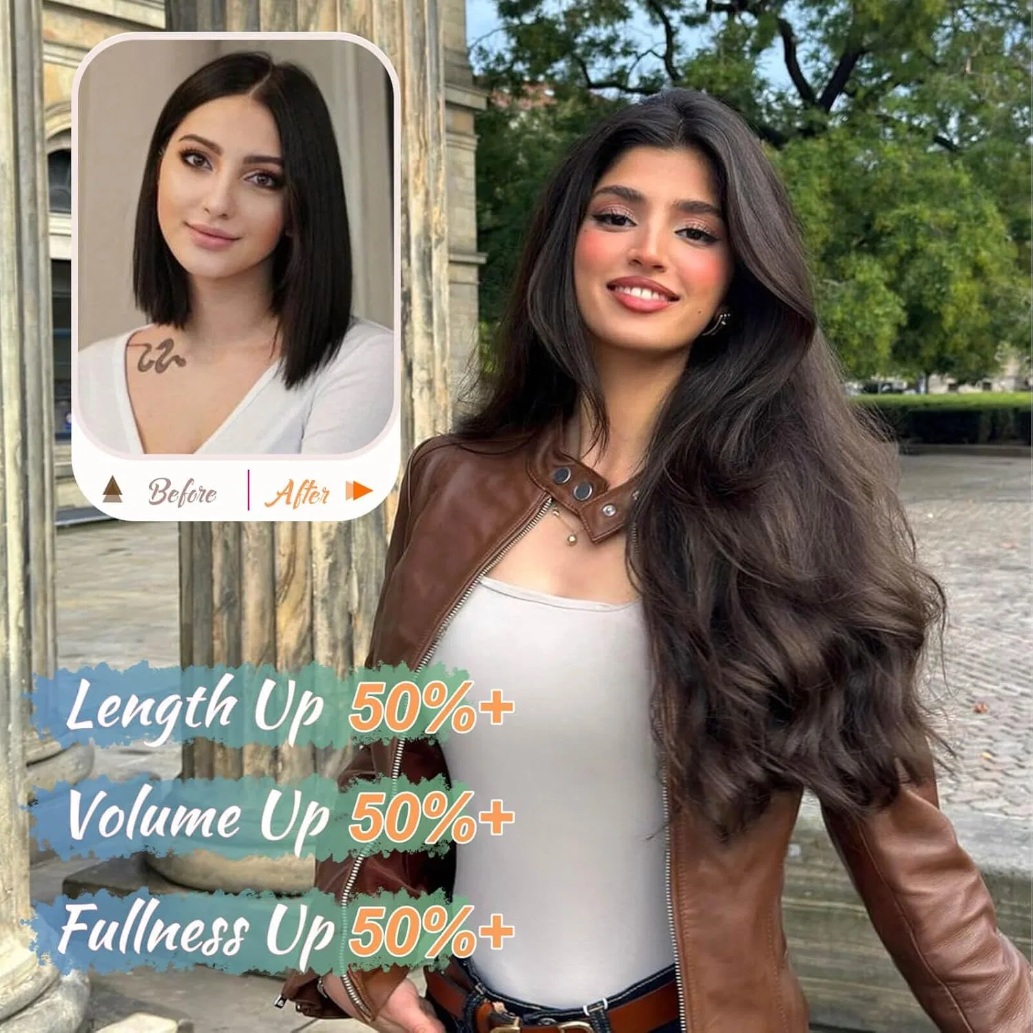 Накладные волосы «Body Wavy Halos» на прозрачной леске Flyroseing, Mid-Brown — фото 2